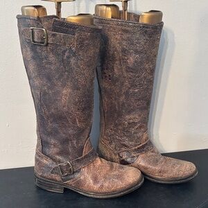 Steve Madden Veronna Crackle Distressed Leather Tall Boots